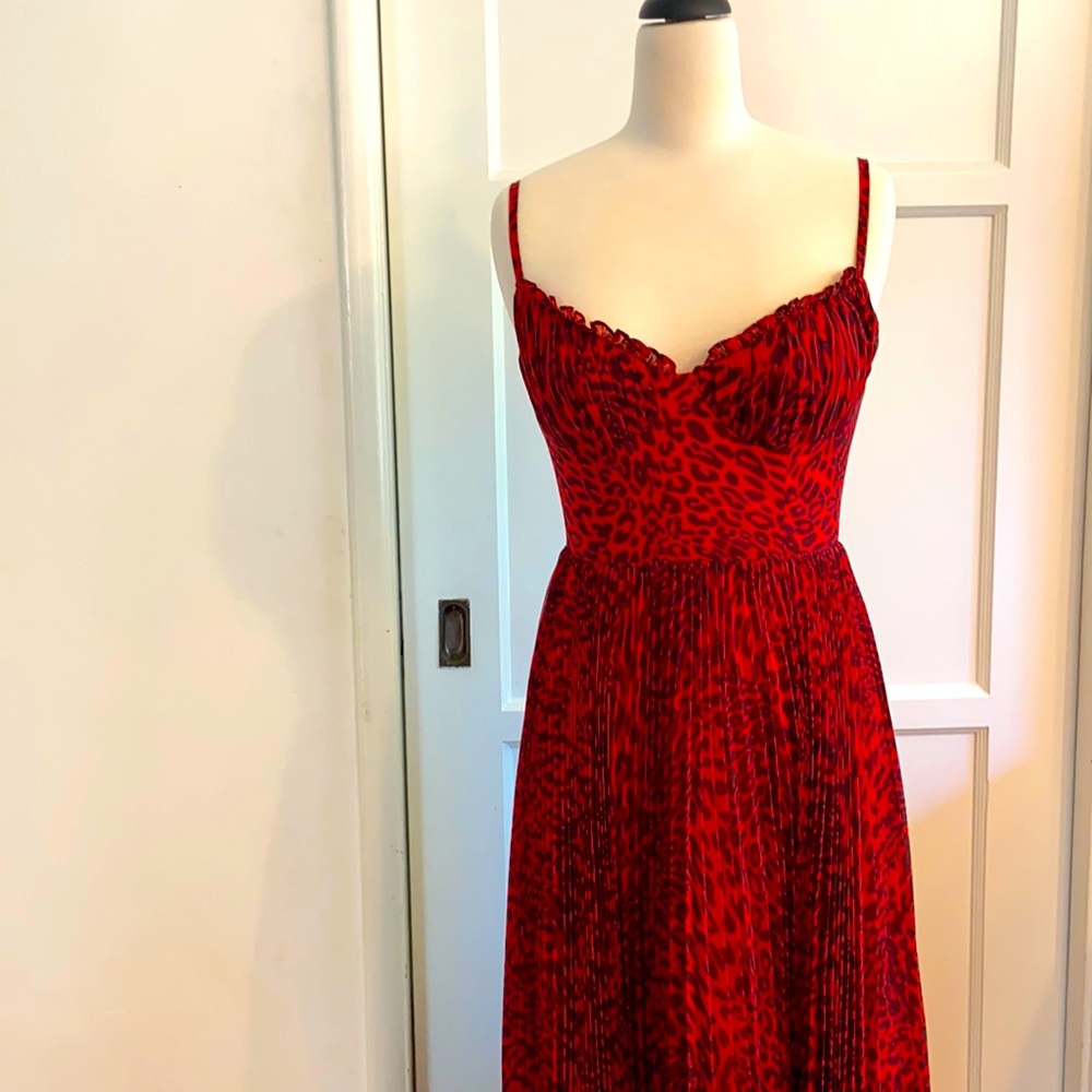 Fame and Partners Red Cheetah Print Dress